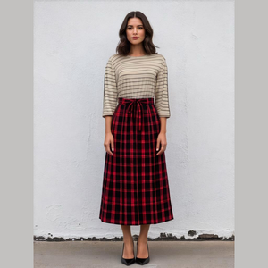 Modern Soul Dress Large Red and White Long Sleeves